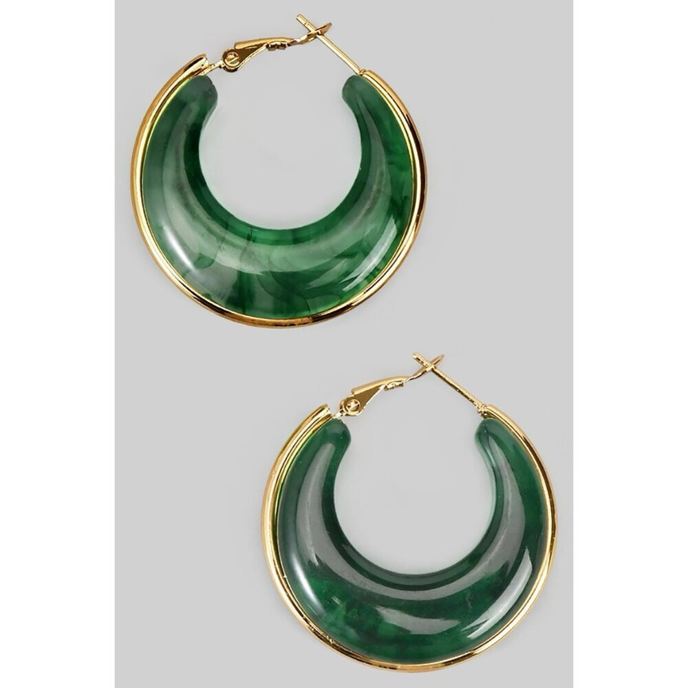 KILEY GREEN RESIN HOOP EARRINGS